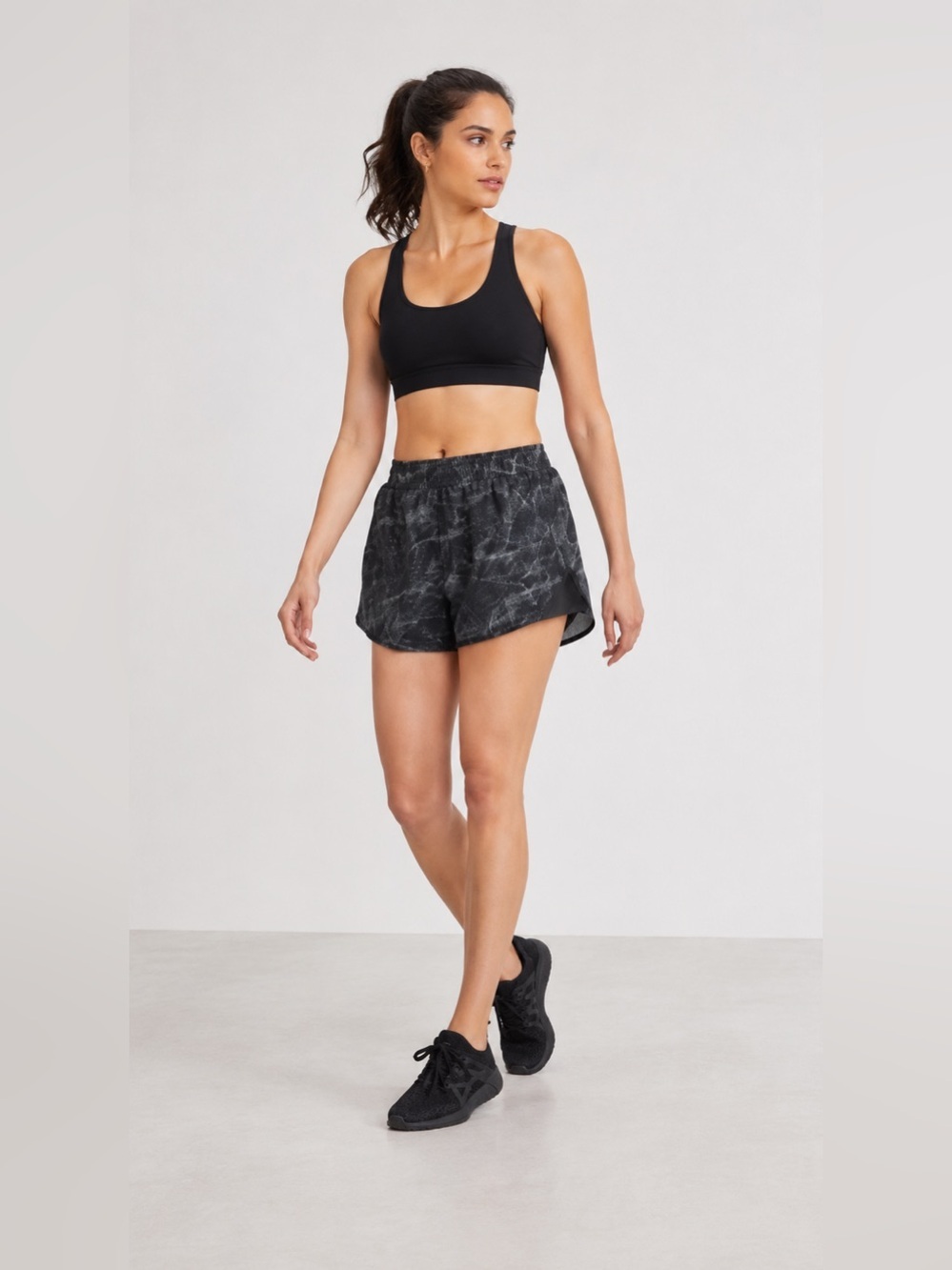 🖤 All in Motion Black Gray Marble Print Running Shorts • Small • Good Condition